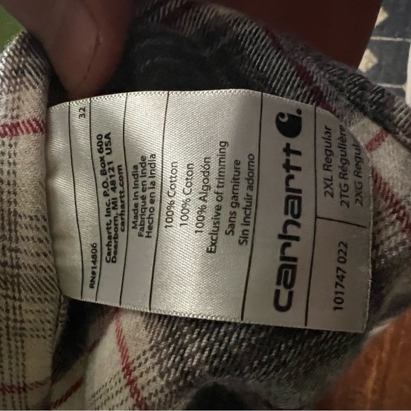 Men’s Carhart long sleeve flannel size 2 Xl - Picture 6 of 6